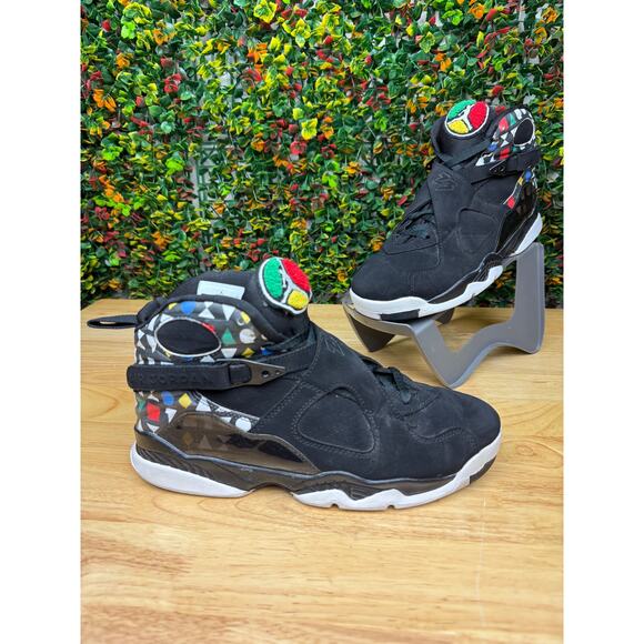 Nike Air Jordan Retro 8 VIII Quai 54 Basketball Sneakers Shoes‎ Black Mens 11 - Picture 2 of 10